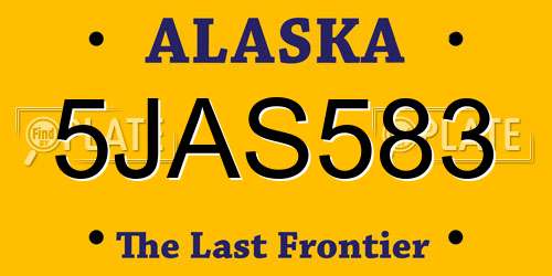 5JAS583 Alaska License Plate