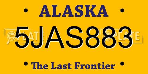 5JAS883 Alaska License Plate