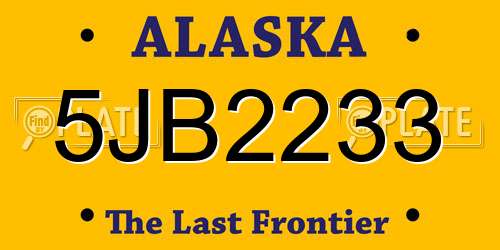 5JB2233 Alaska License Plate