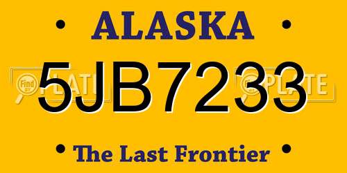 5JB7233 Alaska License Plate