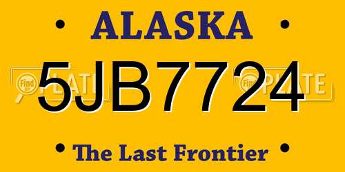 5JB7724 Alaska License Plate