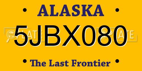 5JBX080 Alaska License Plate
