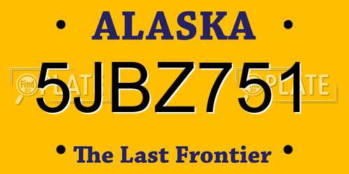 5JBZ751 Alaska License Plate
