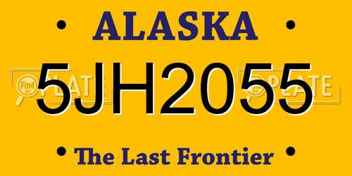 5JH2055 Alaska License Plate