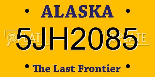 5JH2085 Alaska License Plate