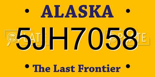 5JH7058 Alaska License Plate