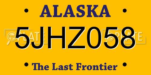 5JHZ058 Alaska License Plate