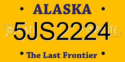 5JS2224 Alaska License Plate