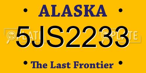 5JS2233 Alaska License Plate