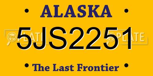 5JS2251 Alaska License Plate