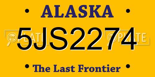5JS2274 Alaska License Plate