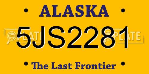 5JS2281 Alaska License Plate