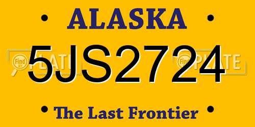 5JS2724 Alaska License Plate