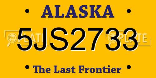 5JS2733 Alaska License Plate