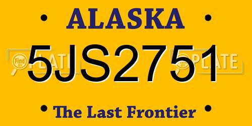 5JS2751 Alaska License Plate