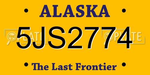5JS2774 Alaska License Plate
