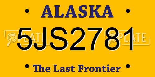 5JS2781 Alaska License Plate