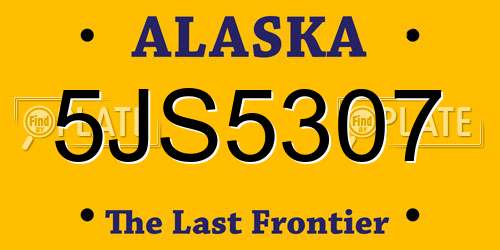 5JS5307 Alaska License Plate