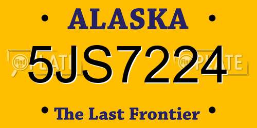 5JS7224 Alaska License Plate