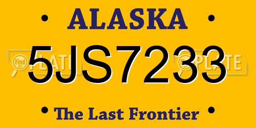5JS7233 Alaska License Plate