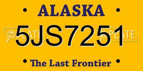 5JS7251 Alaska License Plate
