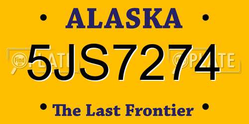 5JS7274 Alaska License Plate