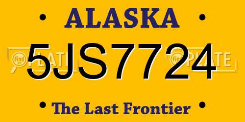5JS7724 Alaska License Plate