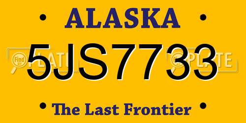 5JS7733 Alaska License Plate