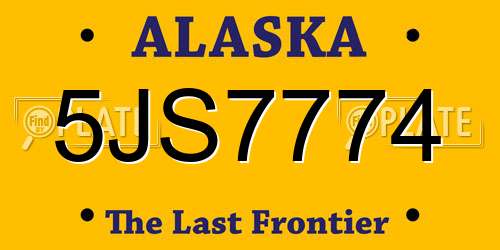 5JS7774 Alaska License Plate