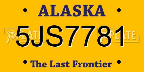 5JS7781 Alaska License Plate