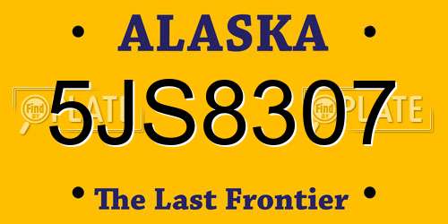 5JS8307 Alaska License Plate