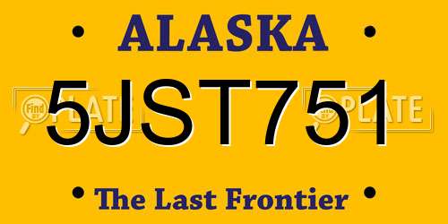 5JST751 Alaska License Plate