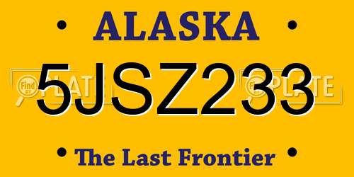 5JSZ233 Alaska License Plate