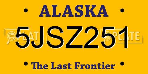 5JSZ251 Alaska License Plate