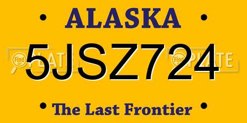 5JSZ724 Alaska License Plate