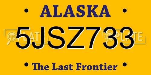 5JSZ733 Alaska License Plate