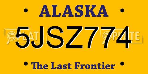 5JSZ774 Alaska License Plate
