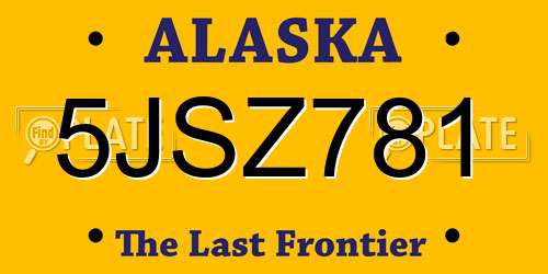 5JSZ781 Alaska License Plate