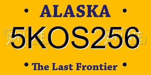 5KOS256 Alaska License Plate