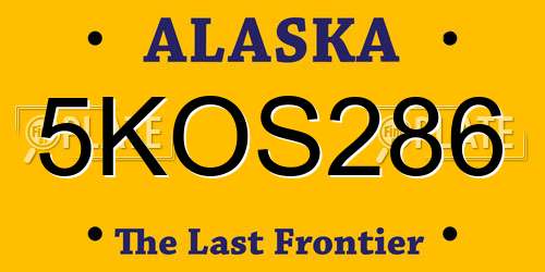 5KOS286 Alaska License Plate
