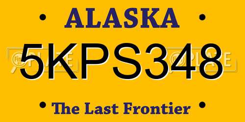 5KPS348 Alaska License Plate
