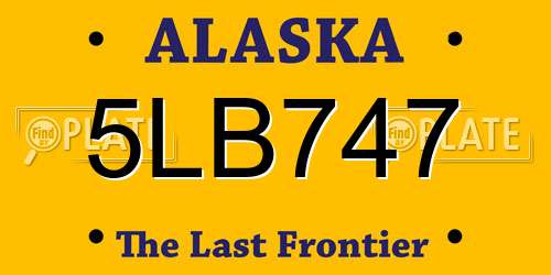 5LB747 Alaska License Plate