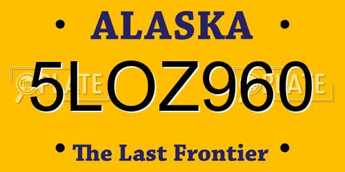 5LOZ960 Alaska License Plate