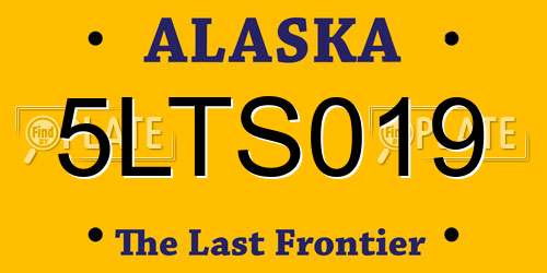 5LTS019 Alaska License Plate