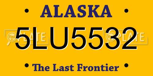 5LU5532 Alaska License Plate