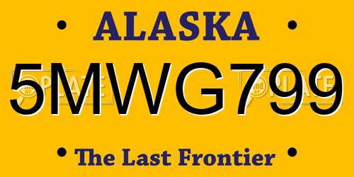5MWG799 Alaska License Plate