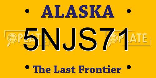 5NJS71 Alaska License Plate