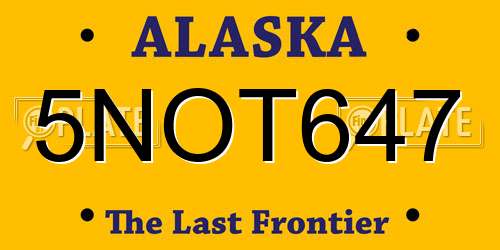 5NOT647 Alaska License Plate