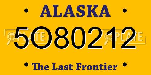 5O80212 Alaska License Plate