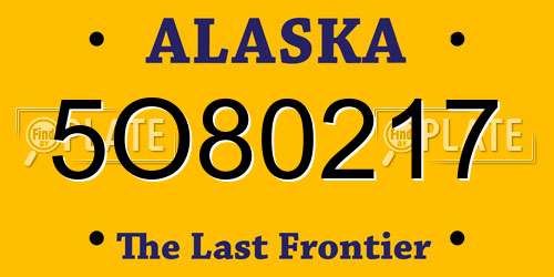 5O80217 Alaska License Plate